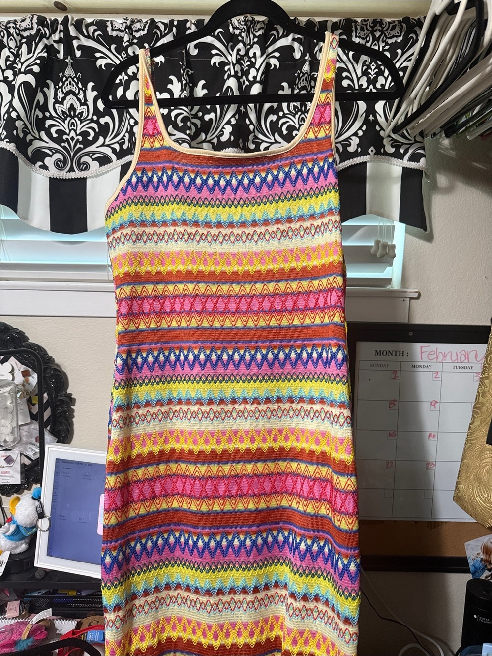 SHEIN Multicolor Striped Maxi Dress with Pink, Yellow & Blue